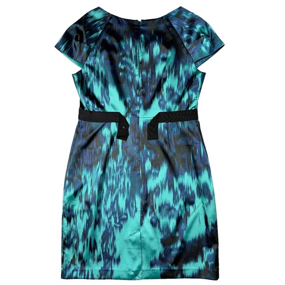 NWT $149 Tahari Rosalinda Midi Shift Dress Blue Black Teal Stretch Women Size 12 - Picture 7 of 12